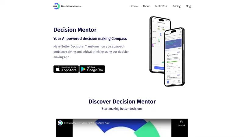 Revoluciona la Toma de Decisiones con Decision Mentor: Soluciones Impulsadas por IA para Elecciones Informadas. decisionmentor