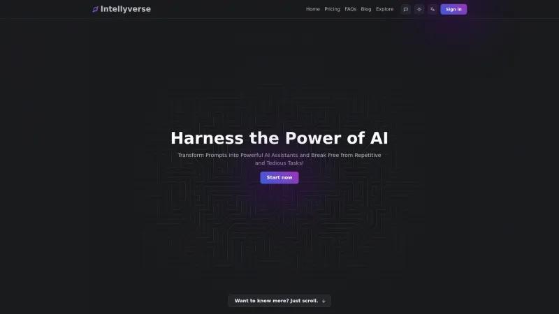 Desbloquea el poder de la IA con Intellyverse: tu plataforma fácil de usar para la creación de asistentes personalizados. intellyverse