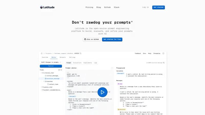 Optimiza tus proyectos de IA con Latitude: la plataforma de código abierto definitiva para la ingeniería de prompts. latitude