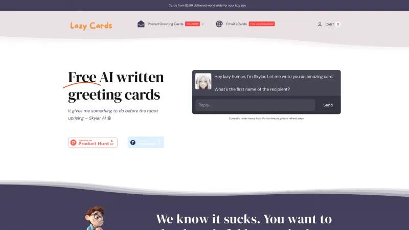 Envía saludos reflexivos sin esfuerzo con Lazy Cards: tarjetas personalizadas asequibles desde $2.99. lazy
