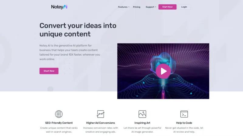 Revoluciona tu creación de contenido con Notey.AI: la plataforma de inteligencia artificial generativa de nueva generación para empresas. notey