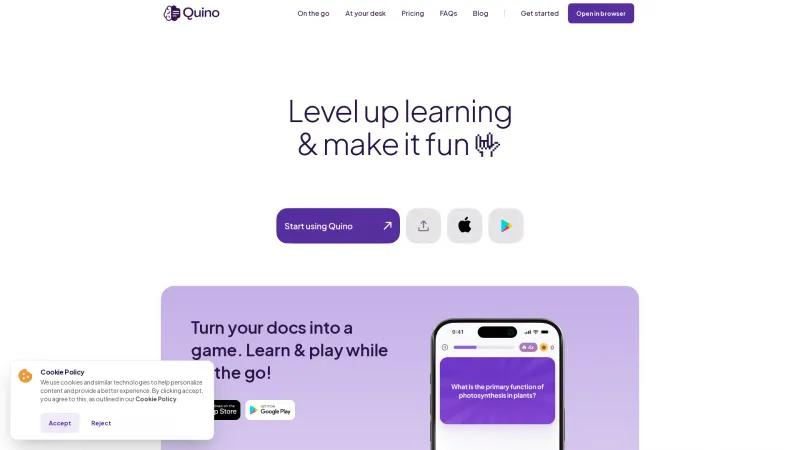 Transforma tu experiencia de aprendizaje con Quino: herramientas de estudio interactivas impulsadas por inteligencia artificial para una educación atractiva. quino