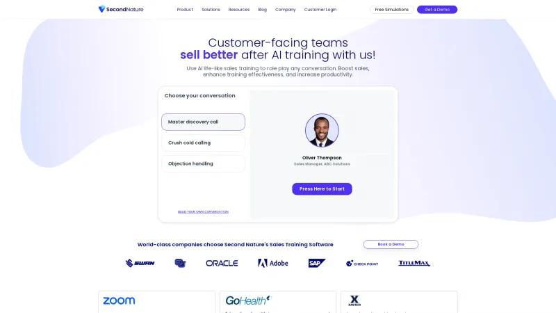 Eleva a tu equipo de ventas con el software de entrenamiento impulsado por inteligencia artificial de Second Nature. secondnature