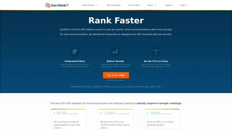 Mejora tu visibilidad en línea con CanIRank: la herramienta de SEO impulsada por inteligencia artificial para pequeñas empresas y startups. canirank