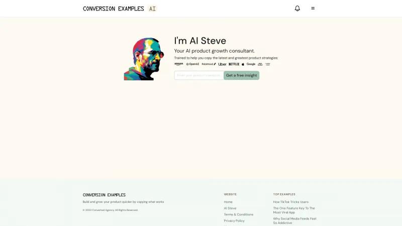 Desbloquea el Crecimiento Sostenible de Productos con las Estrategias e Insights Personalizados de Steve. conversionexamples