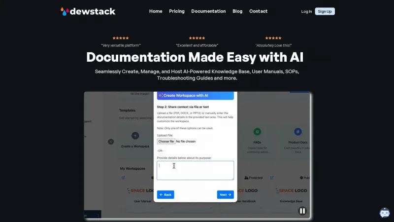 Revoluciona la gestión de documentación con la plataforma impulsada por inteligencia artificial de Dewstack. dewstack