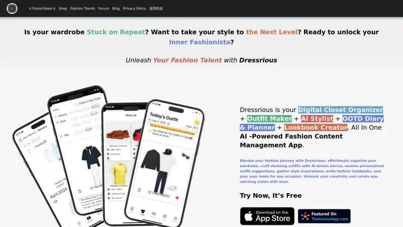 Transforma tu guardarropa con Dressrious: el planificador de atuendos y asistente de moda impulsado por inteligencia artificial. dressrious
