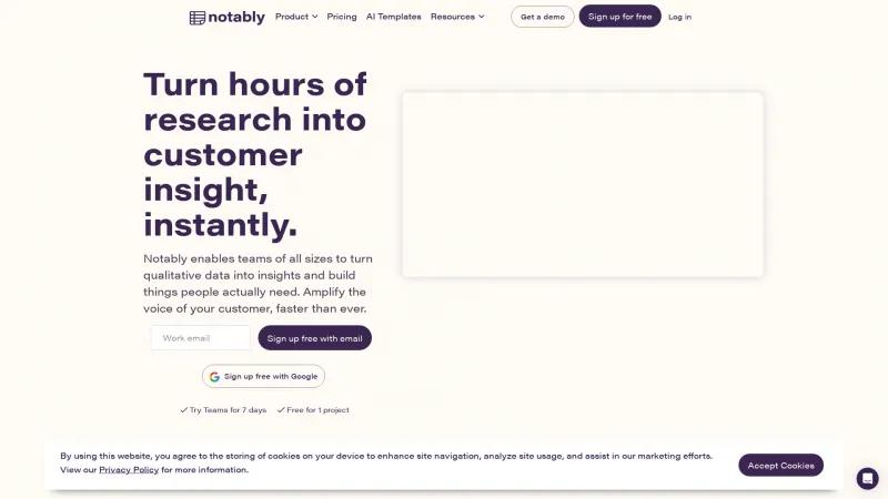Optimiza la investigación de usuarios con Notably: una plataforma de síntesis de vanguardia para obtener información accionable. notably