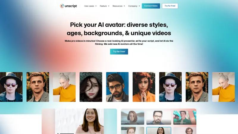 Crea videos de calidad profesional en minutos con los avatares de IA de Unscript.ai. unscript